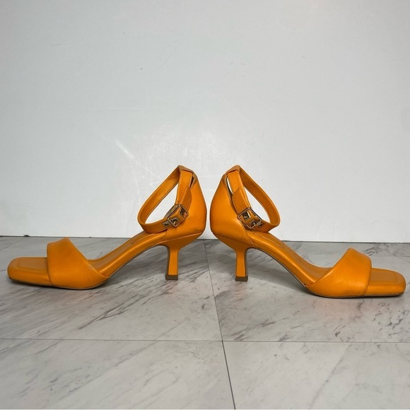 Franco Sarto Bery Orange Leather Ankle Strap Heeled Sandal 6 1/2 M - Picture 9 of 16